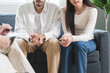 © Pormezz - Spouses relationship consultant concept, Married couple listen to psychologist  during therapy talk session for married couple that mental health breakdown and relationship problems.