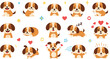© Yevhenii creative - Cute puppy emotions set with different facial expressions and moods, adorable dog cartoon character collection for stickers and emoticons vector illustration