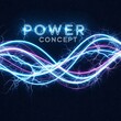 © Aklima - Vibrant neon power concept with glowing blue and pink electric waves on dark background