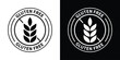 © bibin - Universal gluten-free icon featuring a crossed-out wheat stalk. Perfect for food packaging labels, dietary restriction signs, healthy menu icons, and allergen-free product branding.
