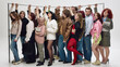 © Lustre Art Group  - Passengers standing tightly packed holding rail in crowded public transport scene. Concept of commuter experience, comfort issues, service quality, urban transport solutions.