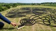 © nuisk17 - Generated AI Giant Domino Maze in Green Field Ready for Epic Chain Reaction
