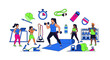 © Milkthai - Diverse group of people engaged in various fitness activities.