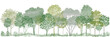 ©   - Minimal CAD Tree Line Drawing, Architectural Landscape Design Elements, Side View Forest Section, Wildlife Outline Symbols, Clean Vector Illustration in White Stroke Fill for Urban Planning Projects