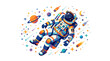 © Rastel - Vibrant Astronaut Floating Among Colorful Celestial Bodies.