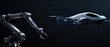 © TommyNa - Futuristic robotic arm and autonomous drone technology concept in smart automation environment, idea for robotics engineering, AI automation and industrial innovation