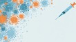 © suyu - Immunization vaccination syringe virus background medical health injection protection prevention healthcare concept with blue orange flat design illustrating safety immunity disease control awareness