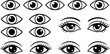© pappa - Set of human eye vector illustrations featuring different styles expressions and lash variations including simple outline and detailed feminine eyes isolated on white background