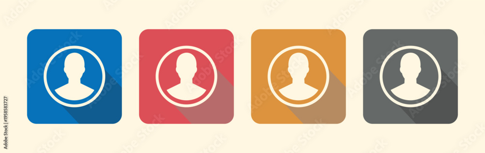 User profile avatar and flat design Icons set with pastel background ...