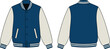 © MdIbrahimIslam - Stylish varsity jacket front and back view vector illustration with blue and beige color scheme