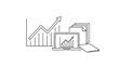 © hdphotoai - Minimalist line art illustration featuring a rising statistical chart and a laptop computer screen