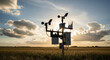 © imagemir - Weather Station Silhouette Against A Stunning Sunset, Capturing The Essence of Natures Beauty And Technology Working Together Concept Renewable Energy Design