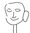 © Artist Kalai - Minimalist Line Art Sketch of a Peaceful Man with Closed Eyes and a Calm Smile in Ink Doodle Style