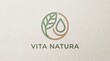 © Atif - Vita Natura eco-friendly brand logo with leaf and water drop on beige background