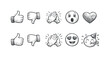 © Pointer Marker - Hand-drawn collection of popular social media reaction icons and emojis