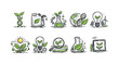 © Pointer Marker - Sustainable biotechnology icons representing innovation, research, and green energy solutions