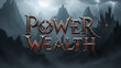 © D - Dark fantasy castle landscape with power wealth text isolated on a transparent background