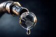 © Michał Magiera - Global energy crisis and environmental collapse concept fuel nozzle dripping last drop shaped like Earth symbolizing resource depletion climate change and global warming