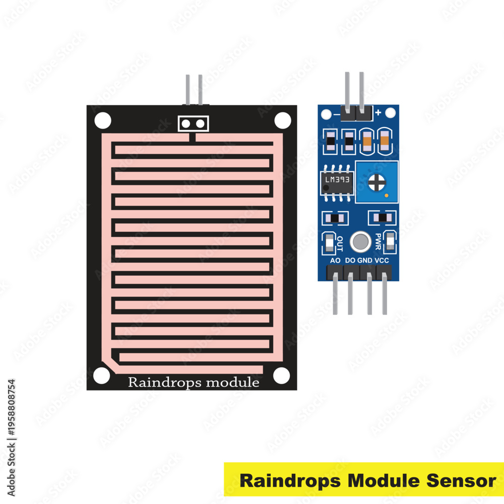 Raindrops Module Sensor and Driver Board with LM393 IC for Arduino ...
