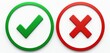 © Vadym - Green checkmark in circle and red cross in circle. Represents choice yes or no correct or wrong accept or reject option for apps and websites.
