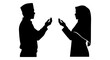 © Sidratul - Silhouette of a man and woman exchanging rings in a formal gesture Vector, illustration