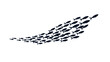 © MD - Large school of small fish swimming together in a coordinated group formation representing unity and collective movement in an aquatic environment.