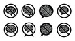 © Begum - Prohibited speech Symbols and talk bubbles with red no signs