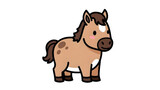 Cute cartoon pony illustration with simple design and white background