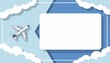 © Professor - Minimalist light blue sky background vector featuring an airplane and soft clouds, ideal for modern travel content