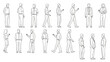 © Stock Image Paradise - Various business people walk and stand with devices in office settings.