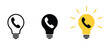 © ARIF AHMED 02 - Light Bulb Phone Icons Idea Communication Innovation Call Support Contact Solution Technology Hotline Vector Illustration Set Isolated Background