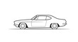 © STwul - A minimalist line drawing shows the side profile of a classic coupe