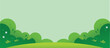 © Design6300 - Cartoon green landscape background with lush bushes and fresh grass under bright sky for nature themed illustration or park scene for children storytelling