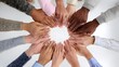 © ModernFiles - Compact circle of coworkers’ layered hands symbolizing unity, inclusion, progress and shared success