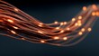 © Rupak - Abstract orange glowing fiber optic cables flowing in a dark space representing data