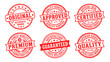 © Sahabat - Set of red rubber stamp icons for quality assurance and product certification including original approved and guaranteed labels