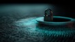 © malayeka - Metallic padlock rests atop a glowing digital platform against a dark, abstract background
