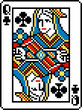 © Christos Georghiou - A pixel art playing cards deck design, queen of clubs. An original design, each card 55 squares wide by 74 tall.