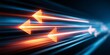 © mila - Glowing orange arrows streak forward with light trails.