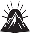 © Abrar Hussain - Black mountain sunrise silhouette icon symbolizing nature adventure and new beginnings in a minimal modern design