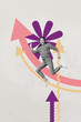 © deagreez - Trend pop collage of person run stand increase arrows figure on grey background