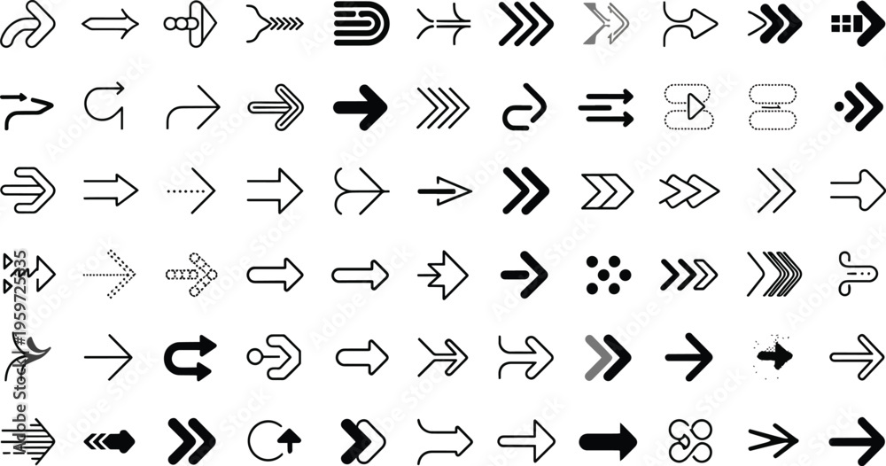 100 Vector Arrow Icons – Ultra Unique Set for Web, UI, and Infographics ...
