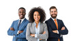 © Gauss - Three business professionals standing together with arms crossed isolated on transparent background