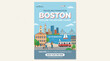 © Abi - Boston Travel Promotion Poster with Skyline and Landmarks