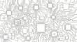 © Umi - Detailed Circuit Board Microchips Pattern Digital Background on Isolated White Background