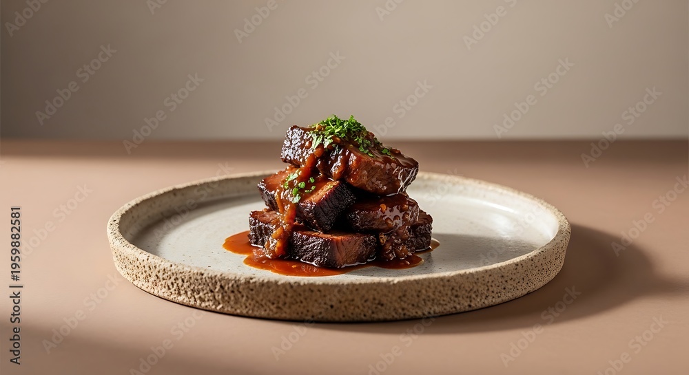 Beef Ribs Stack Photo Stock A stack of succulent braised beef short ribs glazed in a ...
