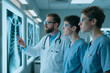 © pressmaster - Doctor guiding young adult medical interns while reviewing chest xray scans in hospital, supporting radiology training and clinical teamwork for healthcare education marketing