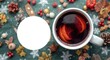 © NeuralNiche - Mug containing mulled wine with clear area for product info on a seasonal festive backdrop