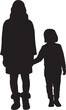 © Curto - vector, silhouette of mother and son posing on a white background