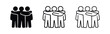 © liubomir118809 - Friendship icon set. Group of friends or team symbol in glyph, outline, and thick line style. Support and togetherness.